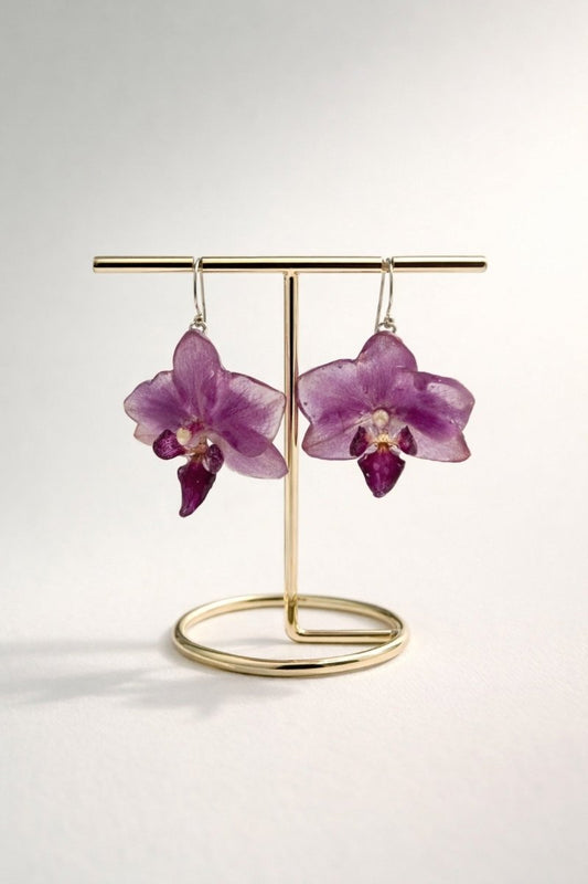 LILLA ORKIDÉ øredobber - ekte tørkede blomster - Øredobber KNASK