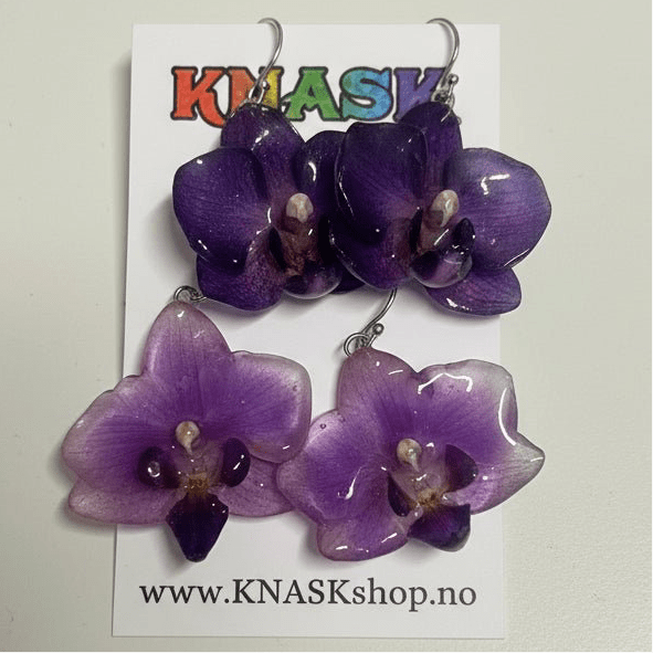 LILLA ORKIDÉ øredobber - ekte tørkede blomster - Øredobber KNASK