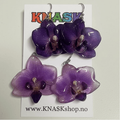 LILLA ORKIDÉ øredobber - ekte tørkede blomster - Øredobber KNASK