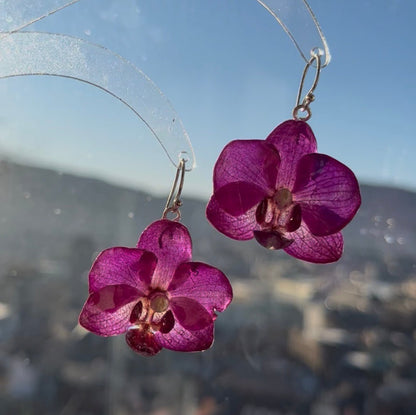 LILLA ORKIDÉ øredobber - ekte tørkede blomster - Øredobber KNASK