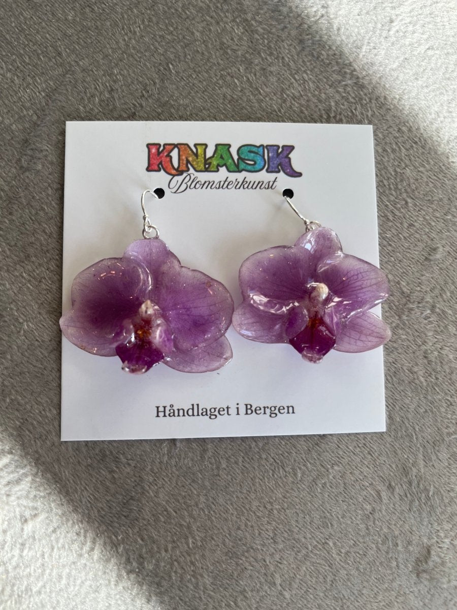 LILLA ORKIDÉ øredobber - ekte tørkede blomster - Øredobber KNASK