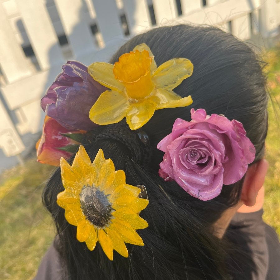 ROSA-LILLA ROSE hårnål av ekte tørket blomst - KNASK