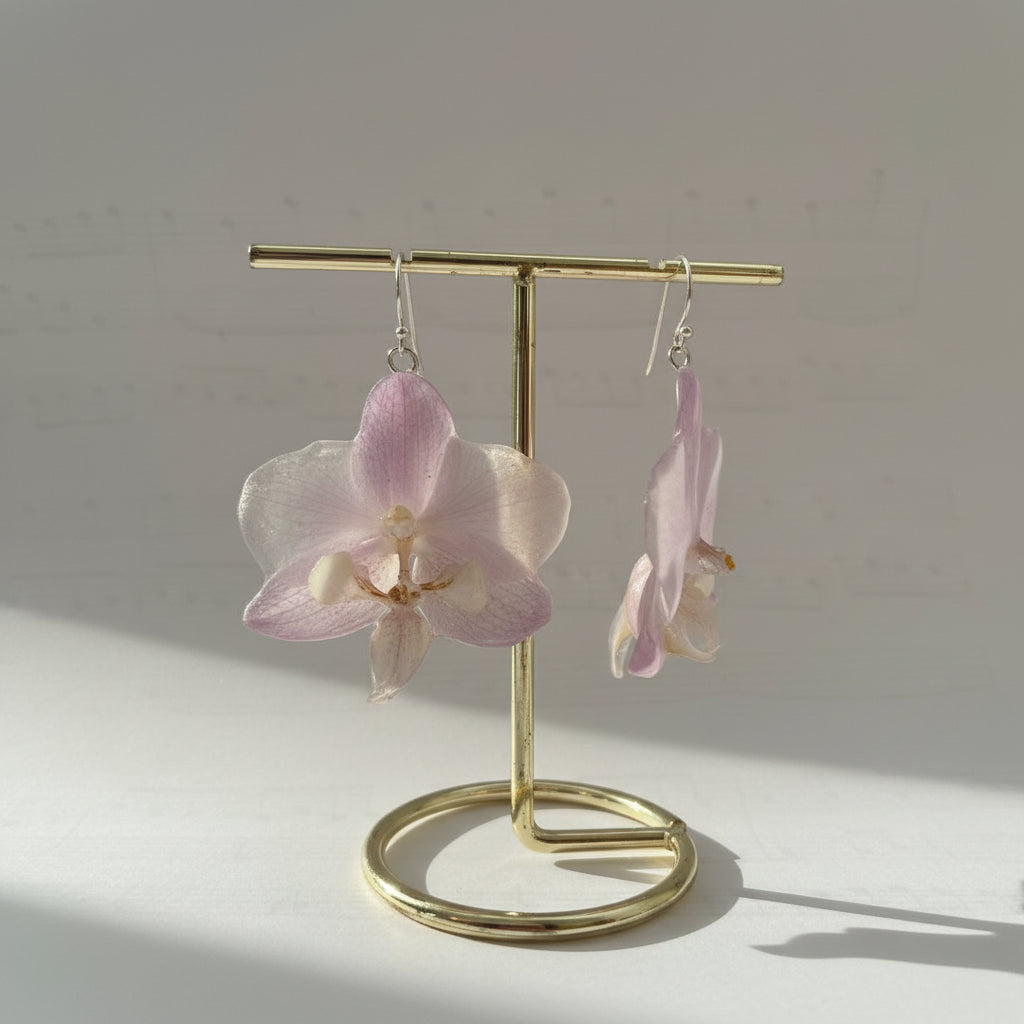 LYSEROSA ORKIDÉ smykke - ekte tørket blomst - Smykke KNASK