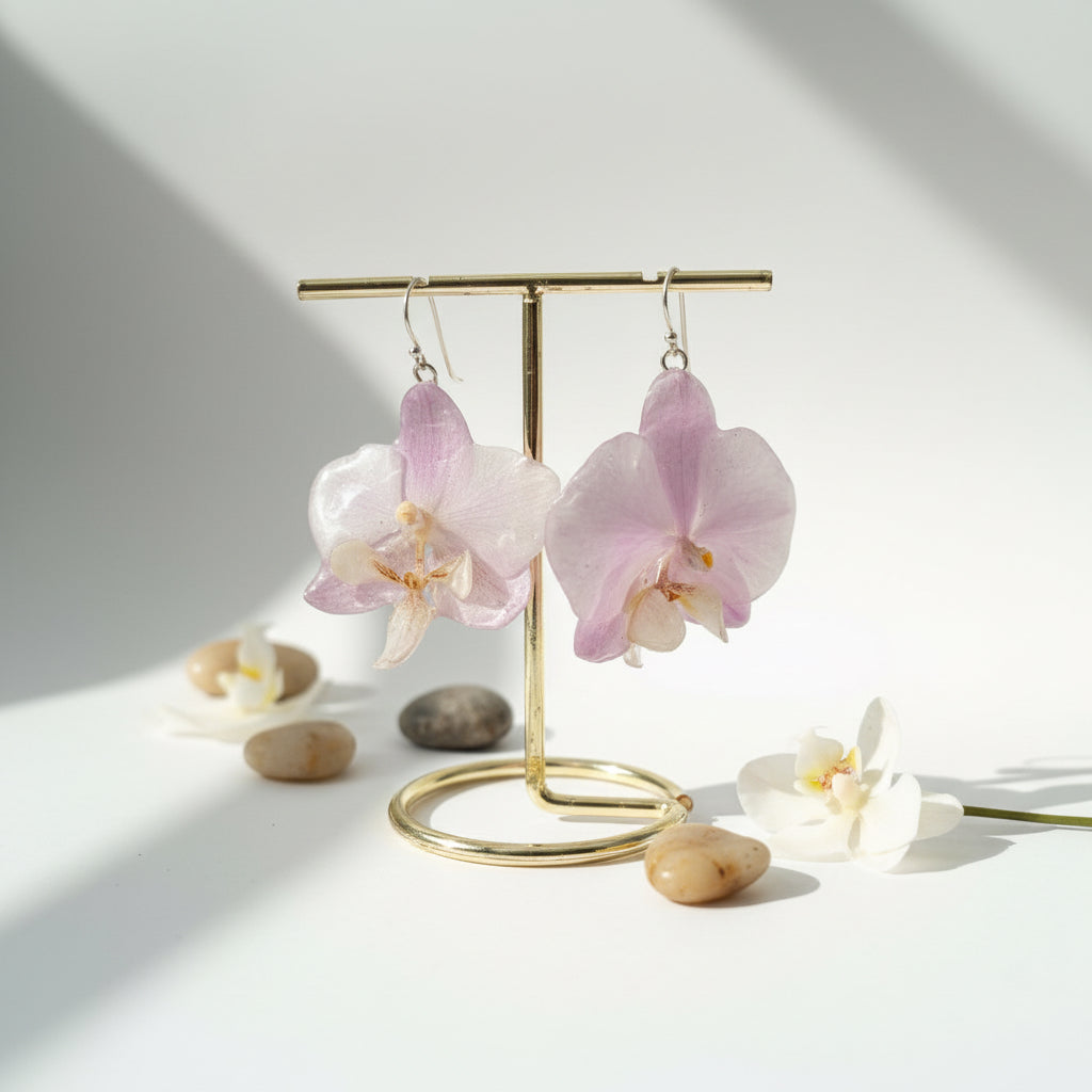 LYSEROSA ORKIDÉ smykke - ekte tørket blomst - Smykke KNASK