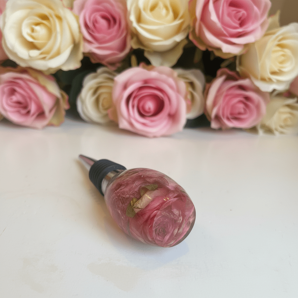 LYSEROSA ROSE vinstopper, ekte tørket blomst - Interiør KNASK