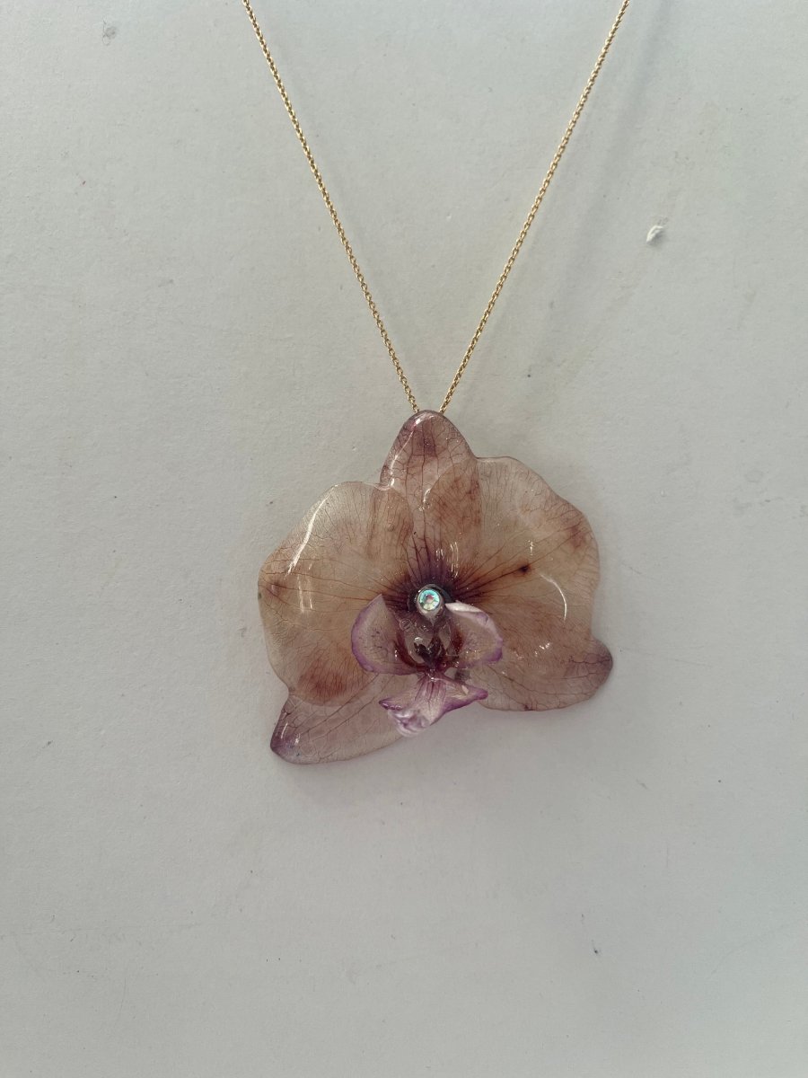 MAHOGANY ORKIDÉ smykke - ekte tørket blomst - sølv - Smykke KNASK