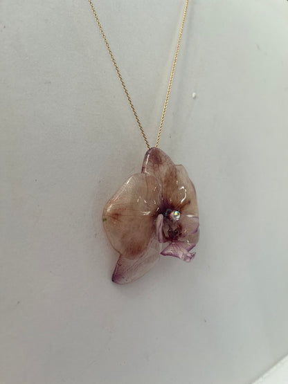 MAHOGANY ORKIDÉ smykke - ekte tørket blomst - sølv - Smykke KNASK