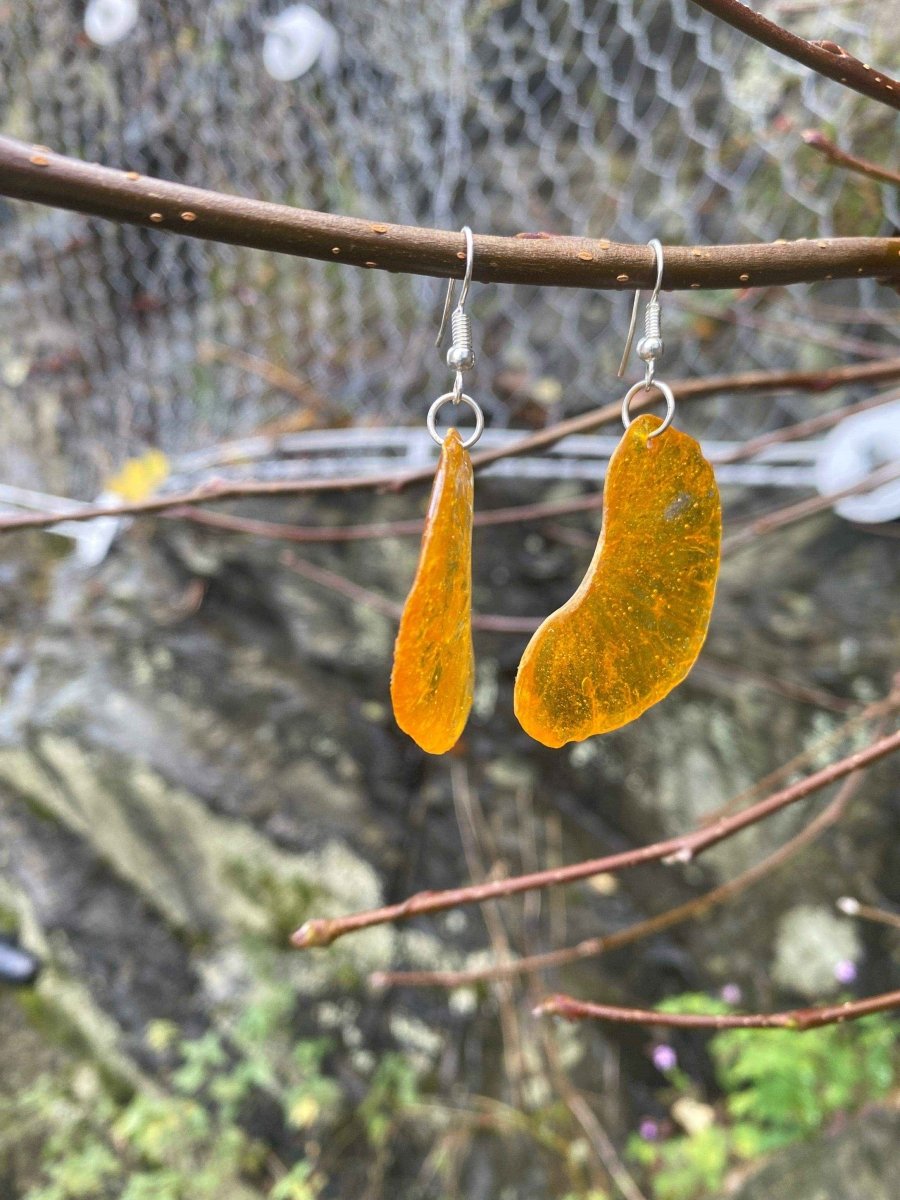 Mandarinbåt øredobber, ekte frukt, kirurgisk stål ørekroker - KNASK