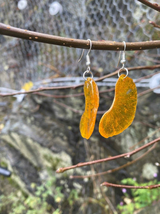 Mandarinbåt øredobber, ekte frukt, kirurgisk stål ørekroker - KNASK