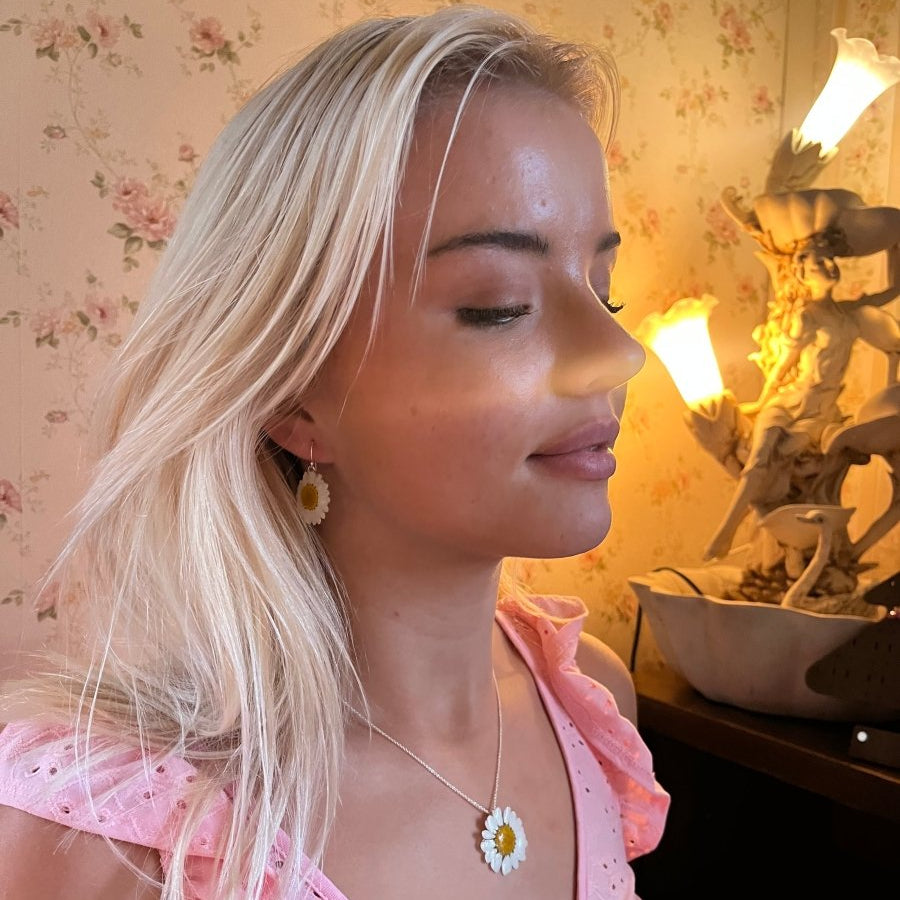 MARGERITT blomstersmykke, 925 sølvkjede - Smykke KNASK