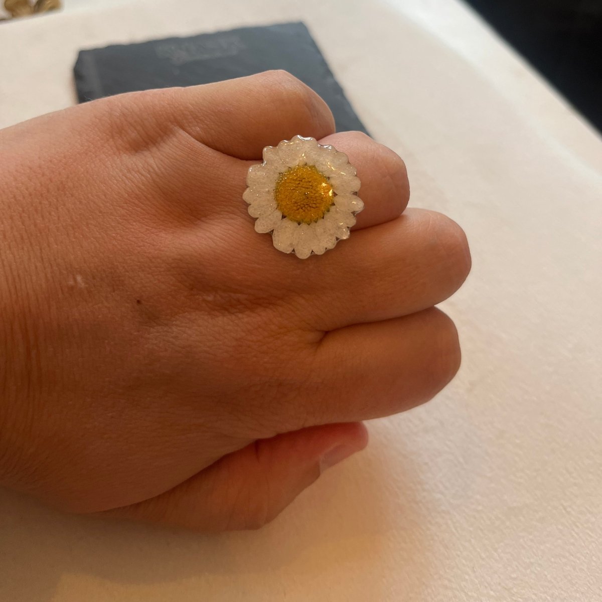 MARGERITT ring - ekte tørket blomst - Ringer KNASK