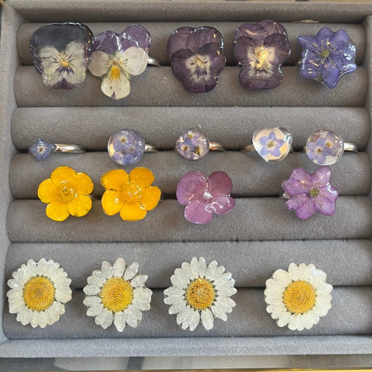 MARGERITT ring - ekte tørket blomst - Ringer KNASK