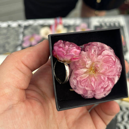 MIN LILLE HAGE ring - ekte tørket blomst, forsølvet - Ringer KNASK
