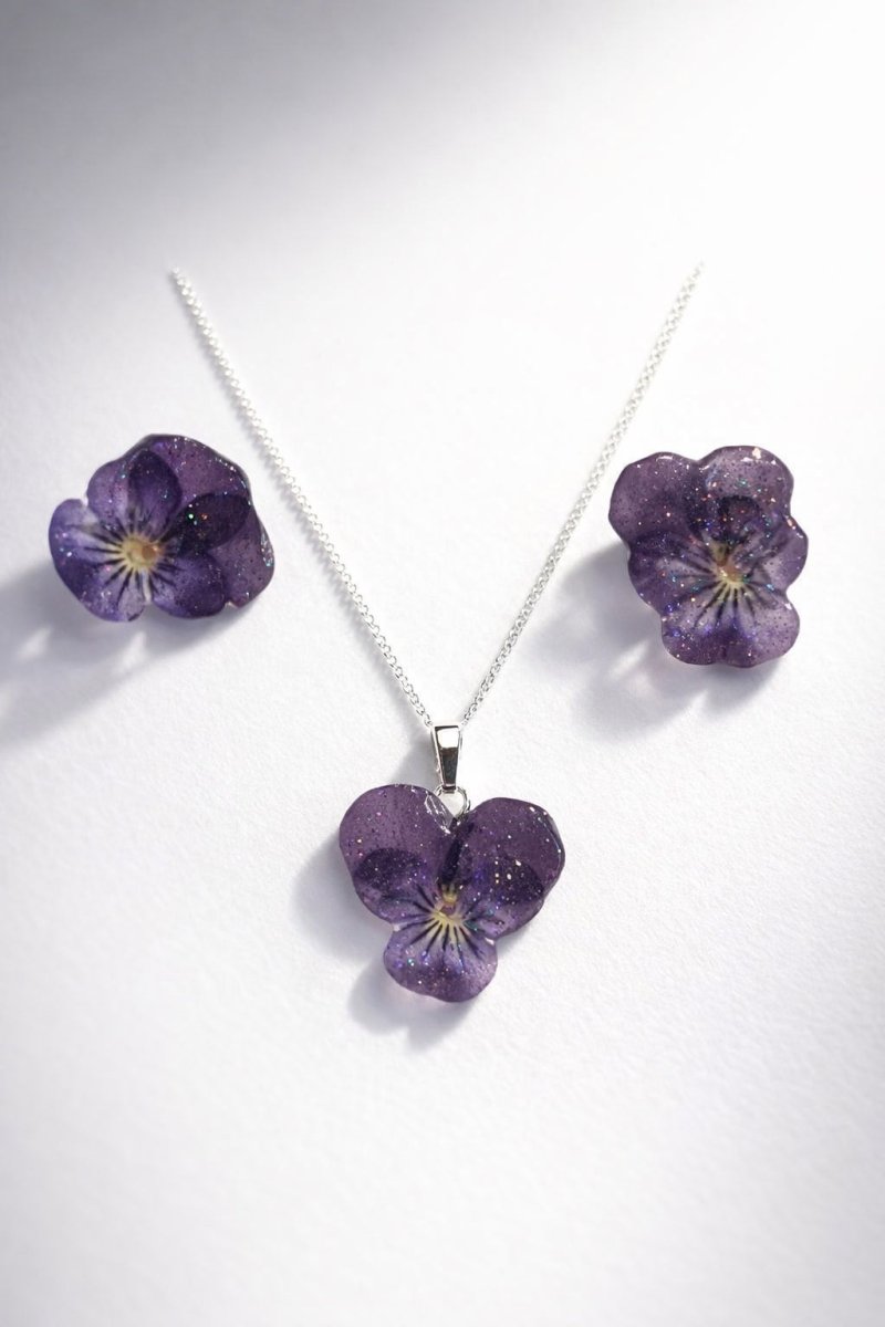 MINI FIOL mini smykke - ekte tørket stemorsblomst, Viola tricolor - Smykke KNASK