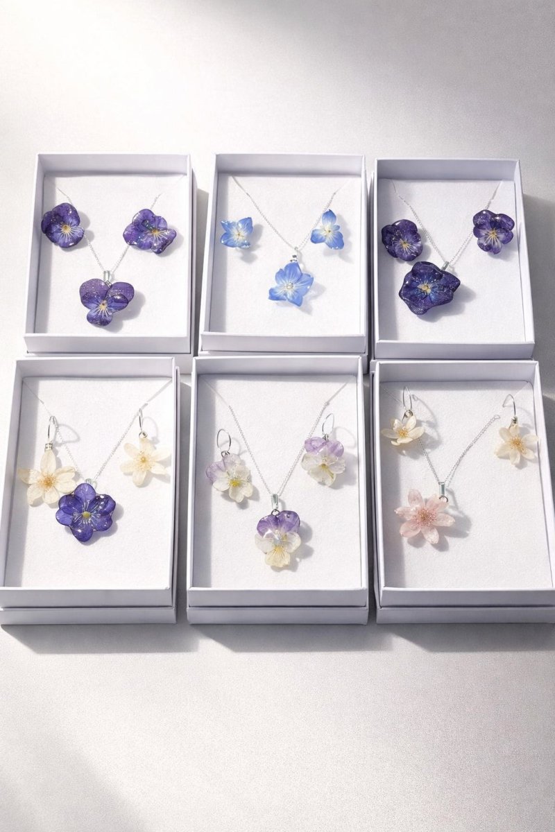 MINI FIOL mini smykke - ekte tørket stemorsblomst, Viola tricolor - Smykke KNASK