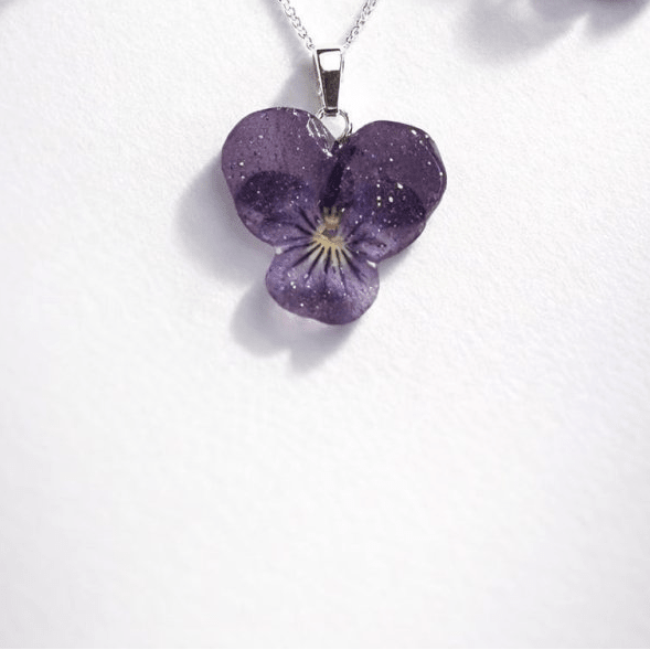MINI FIOL smykke - ekte tørket stemorsblomst, Viola tricolor - Smykke KNASK