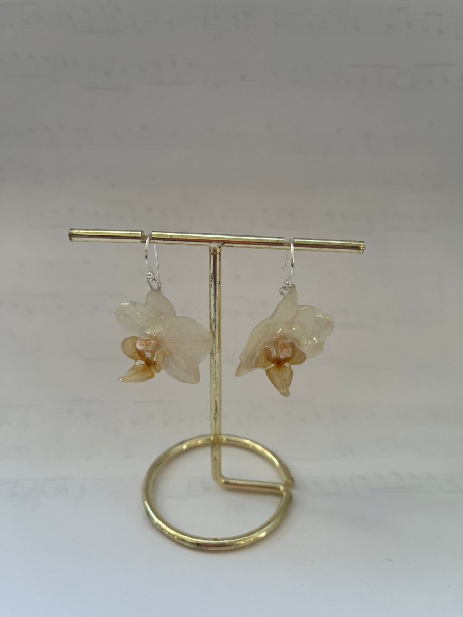 MINIATYR ORKIDÉ øredobber - ekte tørkede blomster - Øredobber KNASK