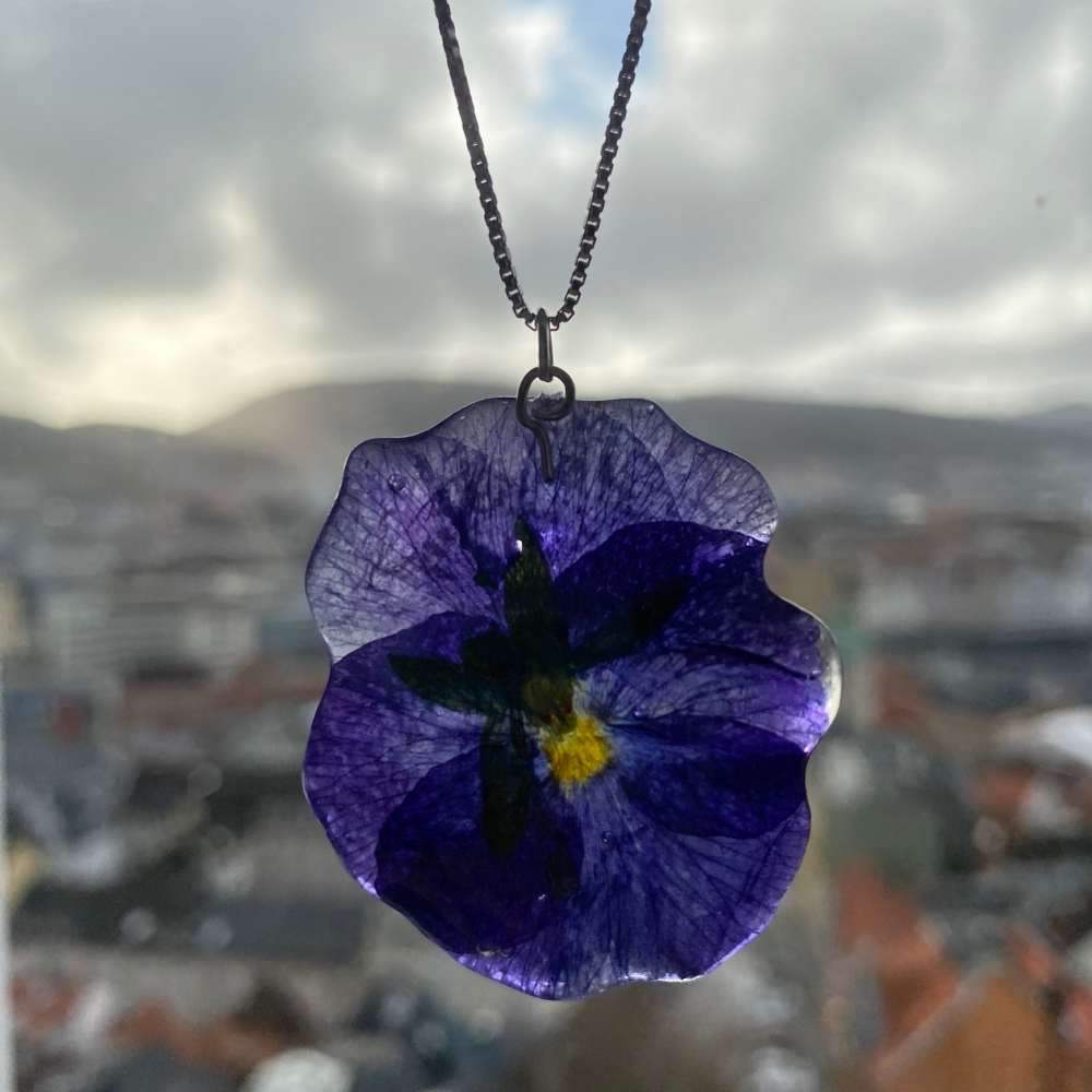 Miniblå fioler blomster - øredobber, 925 sølv ørestikker med lås, ekte stemorsblomst - Øredobber KNASK