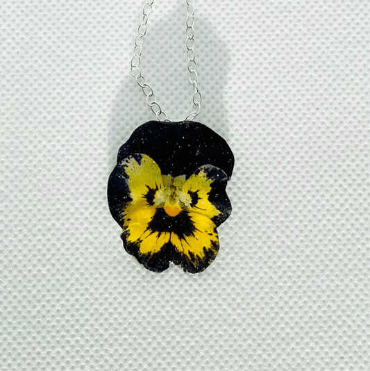 MONSTER STEMORSBLOMST blomstersmykke, tørket fiol, 925 sølvkjede - Smykke KNASK