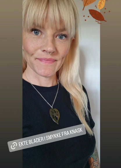 MONSTERA Monkey Leaf smykke, ekte presset blad, 925 sølvkjede - KNASK