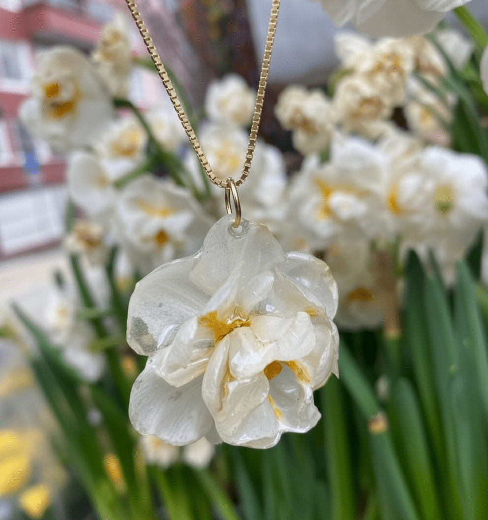 NARCISSUS Bridal Crown blomstersmykke, sølvkjede eller forgyllet messing - Smykke KNASK