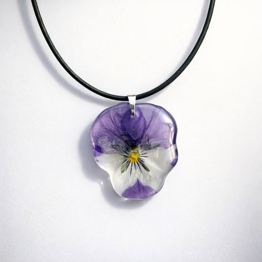 NATT OG DAG FIOL smykke - ekte tørket stemorsblomst - sølv - Smykke KNASK