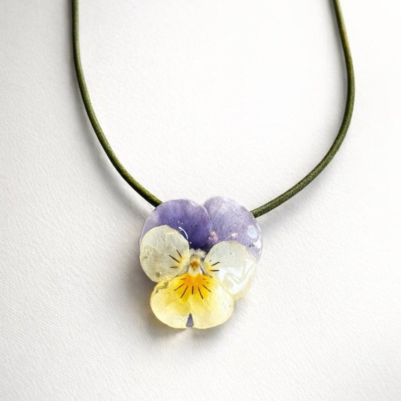 NATT OG DAG FIOL smykke - ekte tørket stemorsblomst - sølv - Smykke KNASK