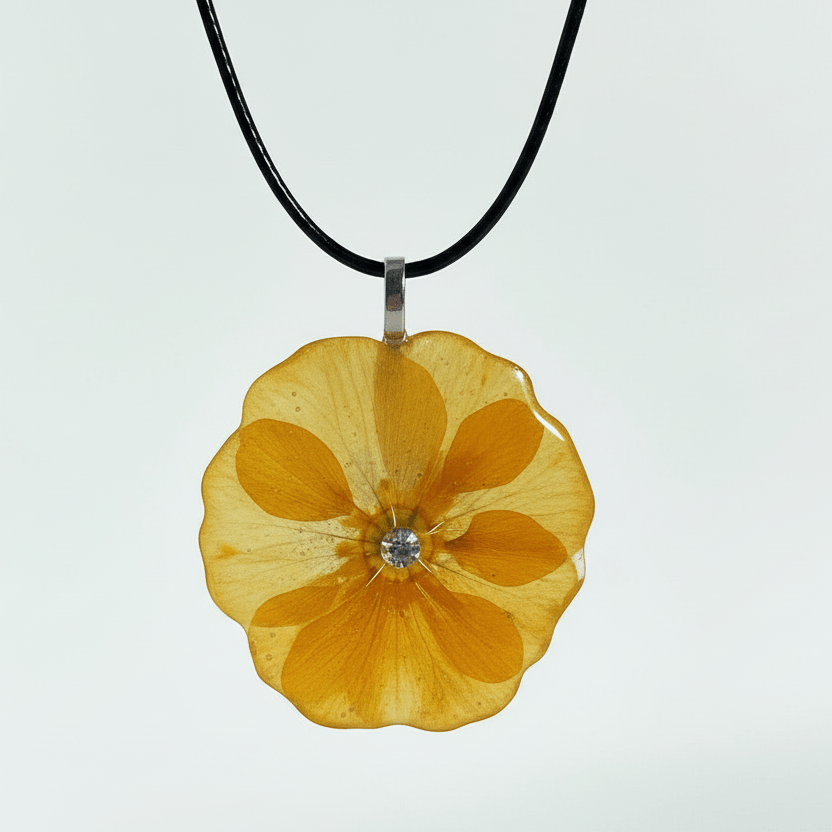 ORANGE PRIMLE smykke - ekte tørket blomst, Primula - Smykke KNASK