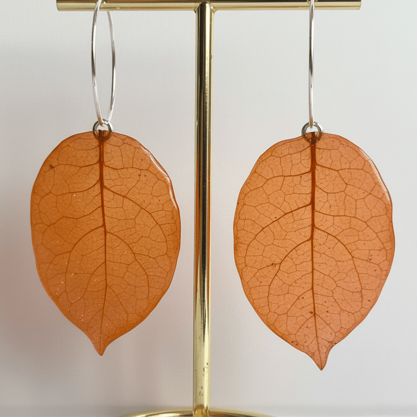 ORANGE TRILLINGBLOMST øredobber - ekte tørkede blomster - Øredobber KNASK