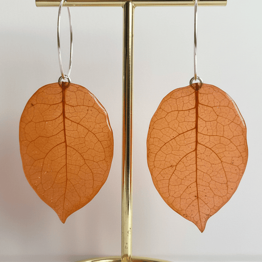 ORANGE TRILLINGBLOMST øredobber - ekte tørkede blomster - Øredobber KNASK