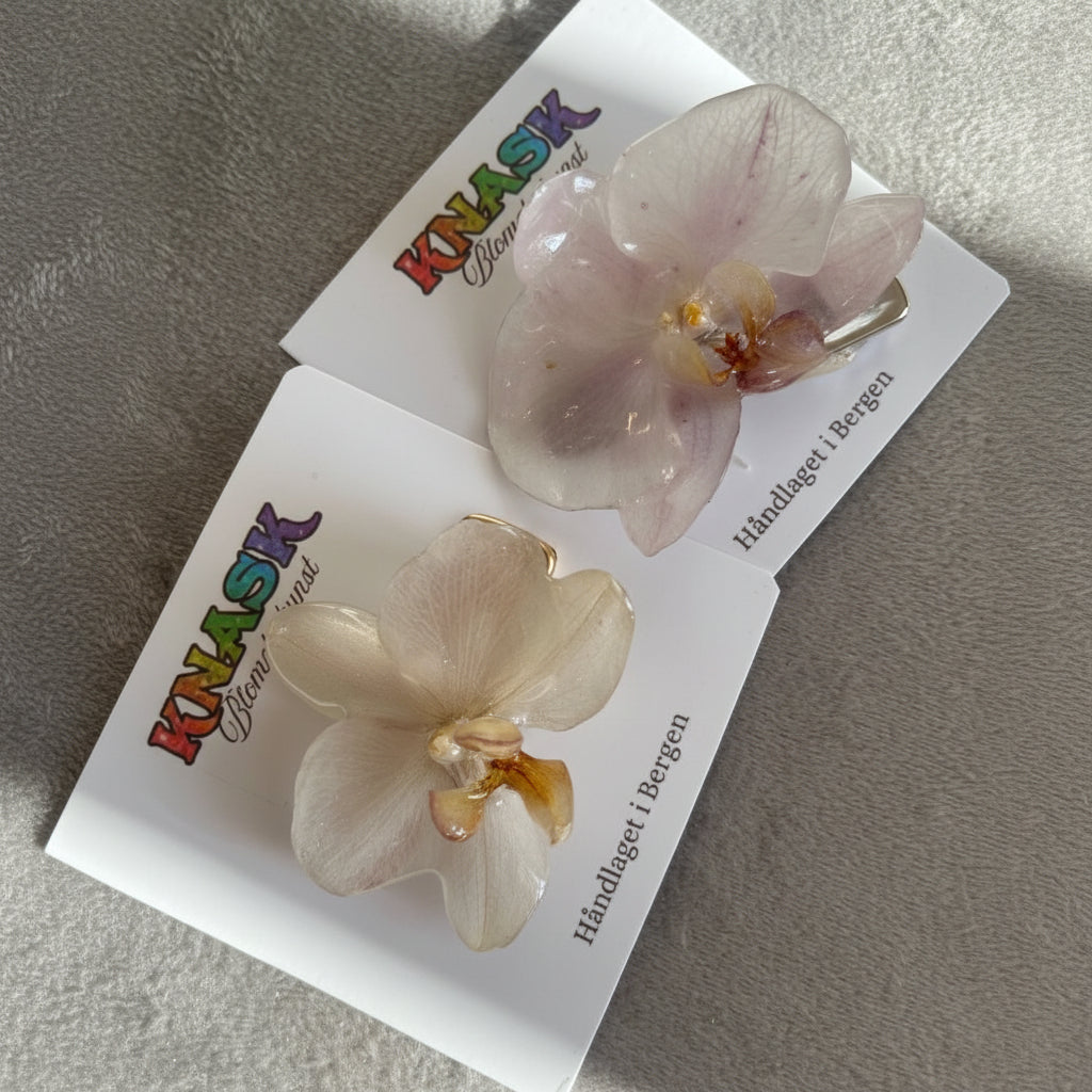 ORKIDÉ hårspenne - ekte tørket blomst - Hårpynt KNASK