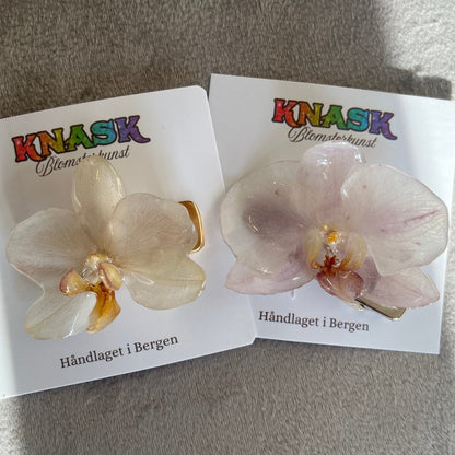 ORKIDÉ hårspenne - ekte tørket blomst - Hårpynt KNASK
