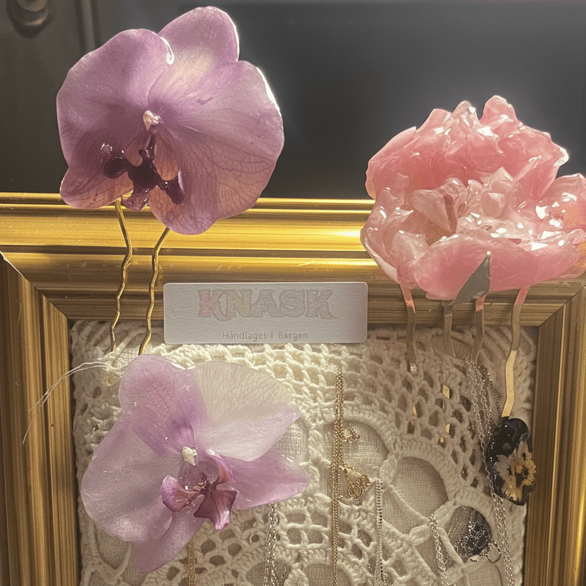 ORKIDÉ hårspenne - ekte tørket blomst - Hårpynt KNASK