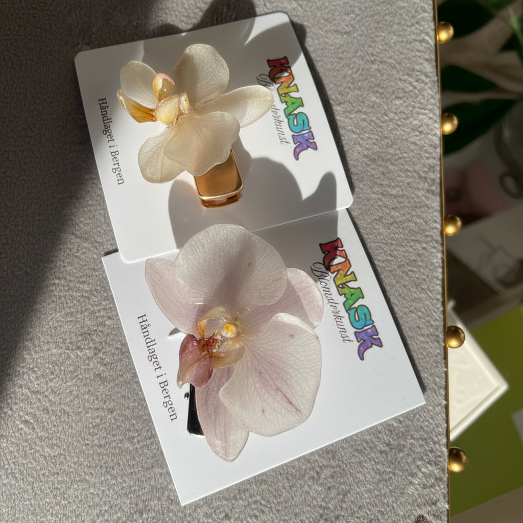 ORKIDÉ hårspenne - ekte tørket blomst - Hårpynt KNASK