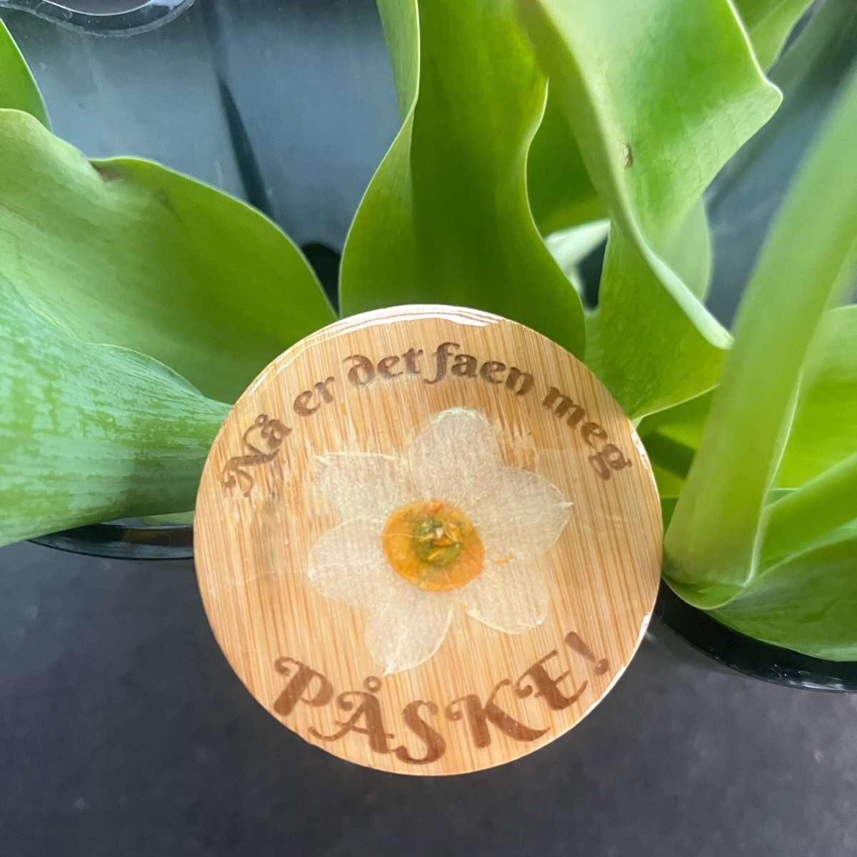 PÅSKE flaskeåpner - ekte tørket blomst - Interiør KNASK