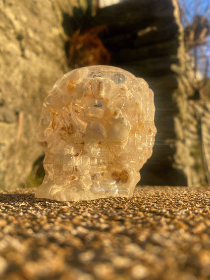 Popcorn hodeskalle skål, liten vasae, epoxy resin kunstharpiks - KNASK