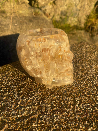 Popcorn hodeskalle skål, liten vasae, epoxy resin kunstharpiks - KNASK