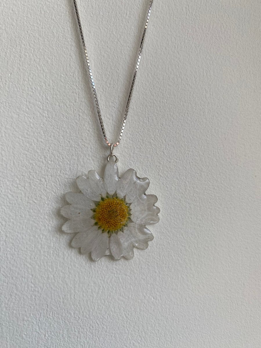 Prestekrage blomstersmykke, 925 sølvkjede - Smykke KNASK