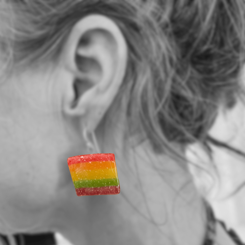 PRIDE - FLAGG øredobber, ekte regnbue - snop - KNASK