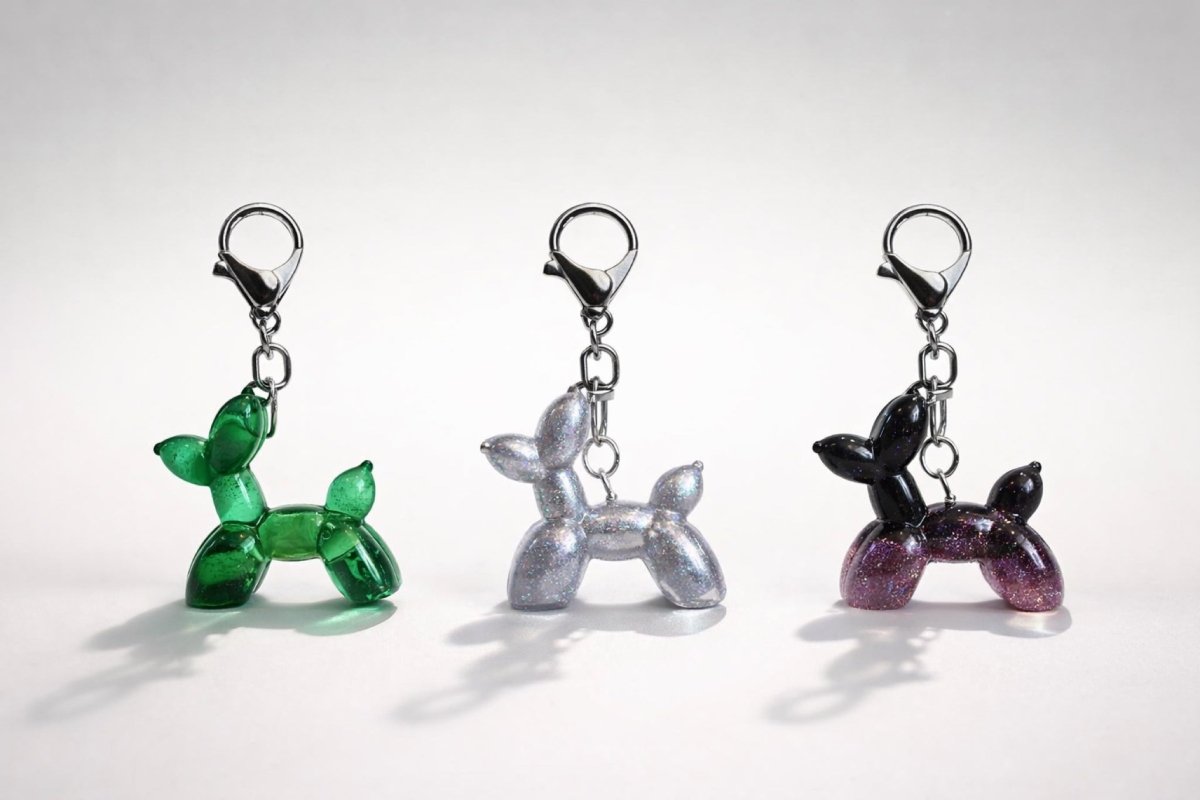 PUDDEL nøkkelring - glitrende kundtharpiks - Interiør KNASK