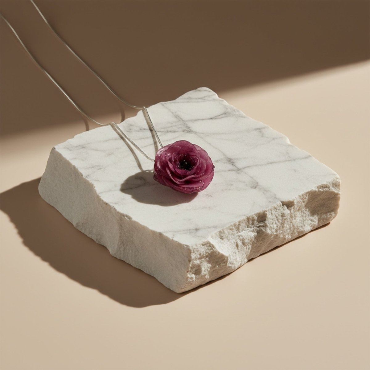 RANUKKEL blomstersmykke, sølvkjede - Smykke KNASK