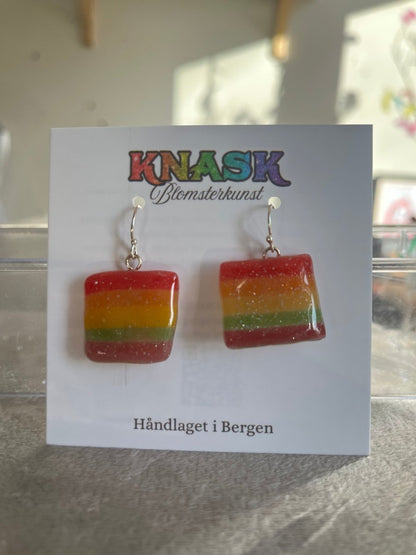 REGNBUE pride øredobber - ekte snop godteri, regnbueflagg - Øredobber KNASK