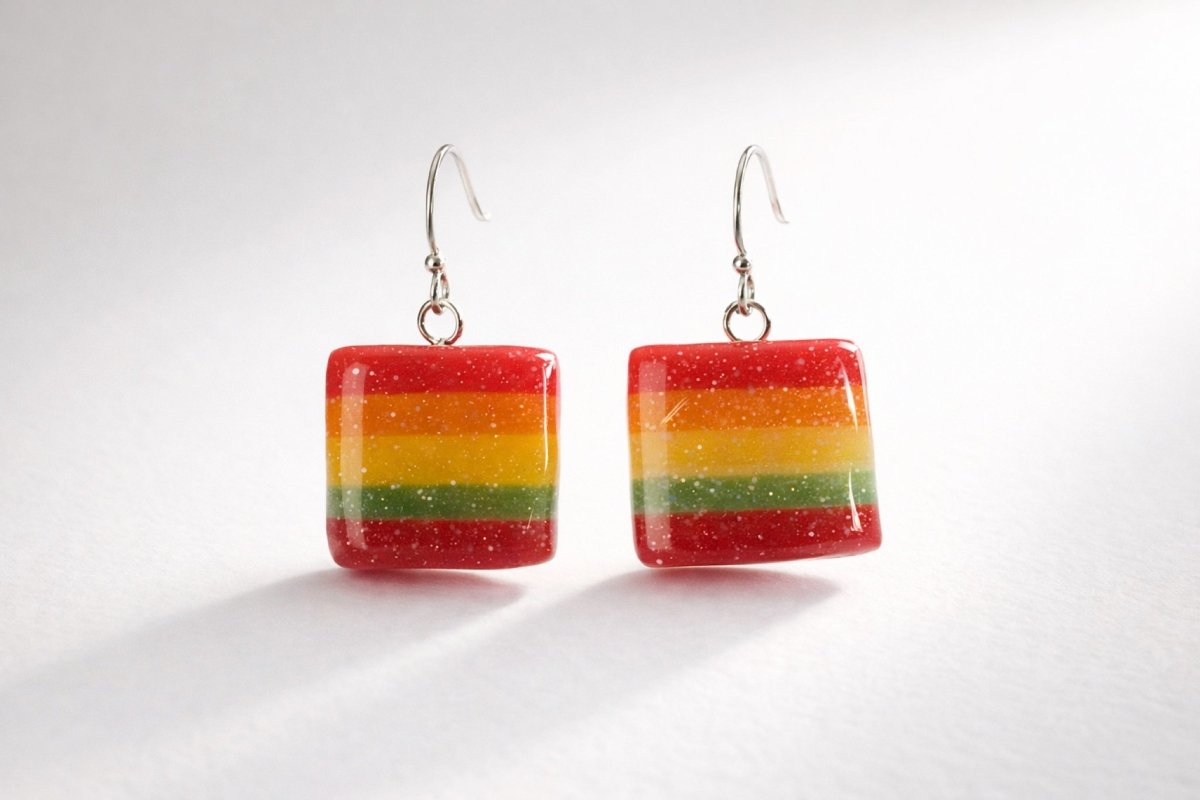 REGNBUE pride øredobber - ekte snop godteri, regnbueflagg - Øredobber KNASK