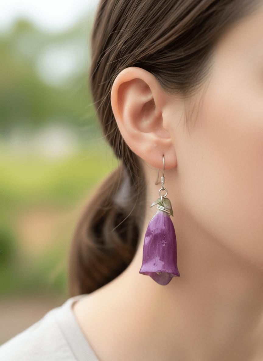 REVEBJELLER øredobber, 3D - tørkede blomster, 925 sølv - Øredobber KNASK