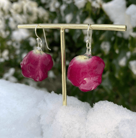 RØDVIN ROSEBLADER øredobber, 925 sølv ørekroker - Øredobber KNASK