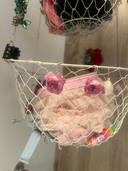 ROSA BUSKROSER øredobber, 3D - tørkede blomster, 925 sølv - Øredobber KNASK