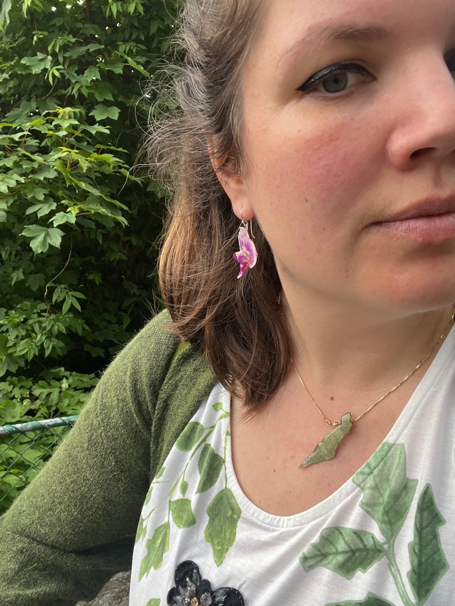 ROSA MINI ORKIDÉ øredobber - ekte tørkede blomster - Øredobber KNASK