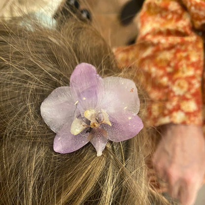 ROSA ORKIDÉ hårspenne - ekte tørket blomst - Hårpynt KNASK