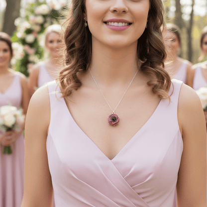 ROSA RANUKKEL blomstersmykke, sølvkjede - Smykke KNASK