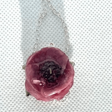 ROSA RANUKKEL blomstersmykke, sølvkjede - Smykke KNASK